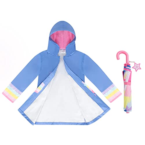 Addie & Tate Rainbow Rain Coats For Girls With Stars & Kids Umbrella Set - Toddler Umbrellas For Rain - Kids Rain Jacket For 3-5 #TOP4