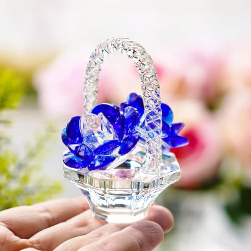 H&D HYALINE & DORA Kristall Rosen Blumenfigur, Glasblumen Briefbeschwerer, Glasblumen Sammelobjekt