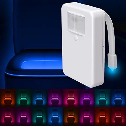LumiLux Motion Activated Toilet Night Light - Smart Toilet Bowl Light with 16 Color LED Toilet Lights Inside Toilet, Internal Memory and Light Detection Function - Glow in The Dark Toilet Seat Fun