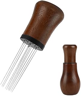 WDT Tool, 2022 New Espresso Distribution Tools, 10 Needles 0.35mm Stainless Steel Espresso Coffee Stirrer, Natural Wood Handle Coffee Stirring Tool with Stand