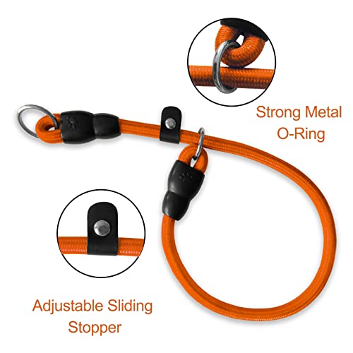 LOS ANDES Dog Slip Collar Choke Collar for Dog Training Nylon Rope Collar with Adjustable Stopper No Pull Round Martingale Dog Collar for Small Medium Large Dogs(Orange - Image 3