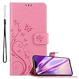 Cadorabo Hülle kompatibel mit Huawei Mate 20 LITE Blumen Design aus Kunst Leder Flip Klappbare Stoßfeste Magnetische [Standfunktion] [Kartenfächern] Cover Hülle für Huawei Mate 20 LITE Tasche in Rosa