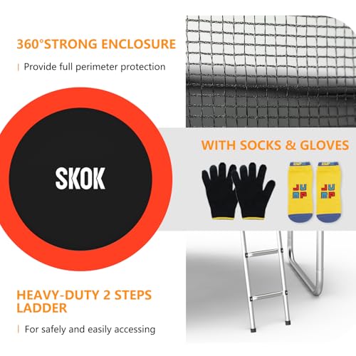 Image of SKOK Trampoline for Kids,400LBS Outdoor Trampoline with Net-ASTM Approved Trampoline for Children and Adults