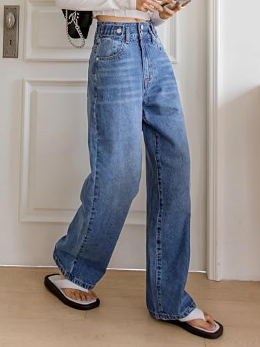 Image of KOTTY Wide Fit Denim Pants - Women's High Rise Wide Leg Comfort