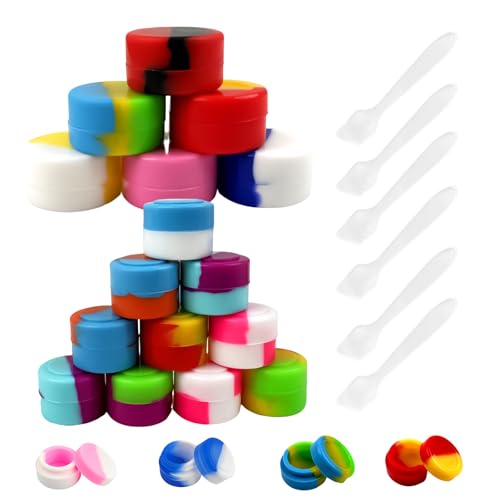 TOPCZY 18Stks Antihaft Kosmetikdosen aus Silikon, 2ml 5ml Auslaufsichere Probenbehälter, BPA-Freie Creme Behälter, Mehrfarbige Cremetiegel Dosen mit Spatel, Kleine Döschen Behälter für Reise