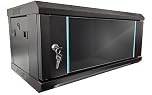 Lockable Data Wall Mount Cabinet Network Server Rack Data Cabinet Deep Wall Mounted Black Storage Rack for Home, Office, Server Room Computer Equipment with Removable Side Panels (312 x 300 x 12U)