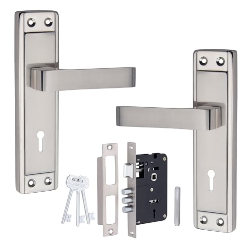 Image of Milton Iron Mortise Lock Set with Lock Handle, Finish, SS K-115