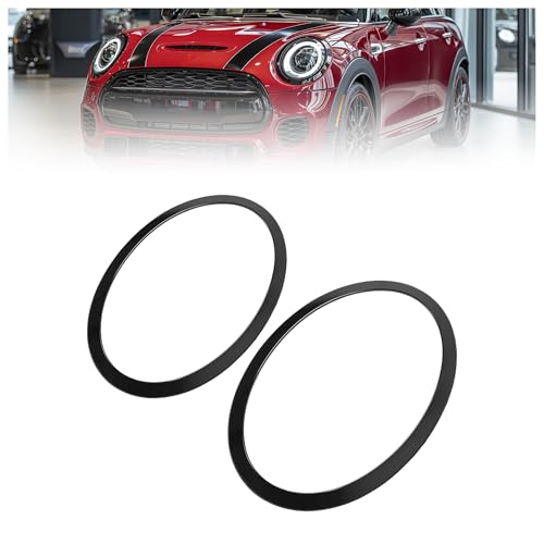 HECASA Pair Headlight Bezels Compatible with 2014-2024 Mini Cooper S F55 F56 F57 Models Replacement for 51137449209 MC2506104 Headlamp Trim Driver & Passenger Side Plastic(ABS) Painted Black