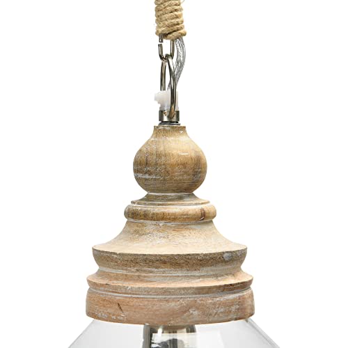 Creative Co-Op Glass And Distressed Mango Wood Ceiling Light, Brown And Natural #TOP7
