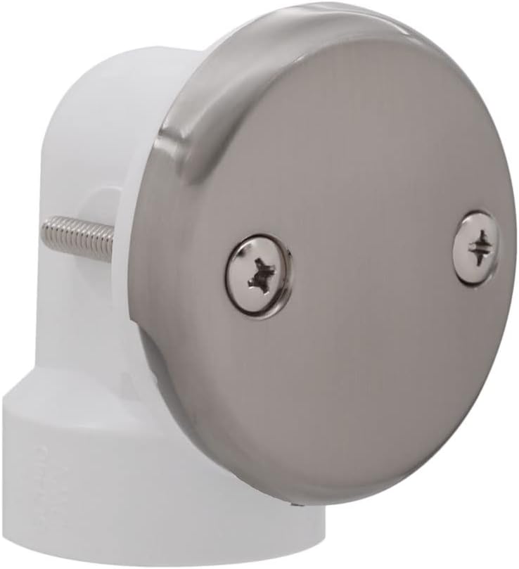 Westbrass A4932-07 1-1/2" x 12" Bath Waste & Overflow Assembly with Two-Hole Faceplate Cover and Tip-Toe Drain Plug - Sch. 40 PVC, Satin Nickel