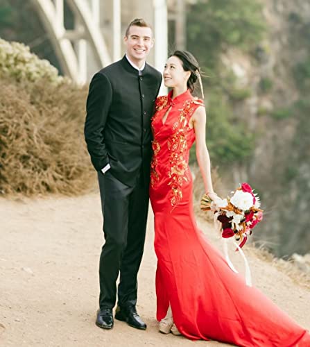 Men's Chinese Tunic Suit Mandarin Collar Blazer Men Chinese Traditional Uniform Blazer Jacket and Pants2