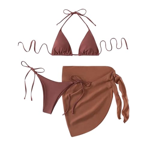 Haut de bikini sexy avec bonnet triangulaire ajustable et bas de jupe assorti