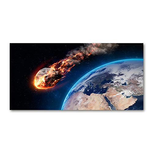 Crédence de cuisine verre trempé 100x50 dosseret fond de hotte cosmos météore multicolore