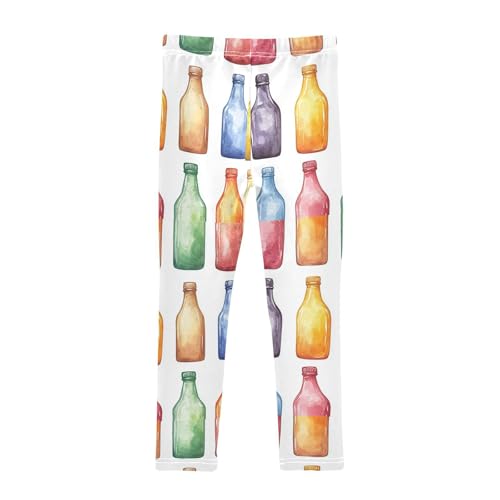 Watercolor Colorful Bottles Girls Leggings Kids Yoga Pants Dance Active Tights 4T2