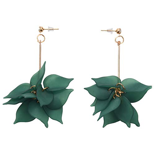 Lopbinte 1 paire Elegant Femmes Fleur Goutte Longue pendiller Boucles d'oreilles Bijoux (vert)
