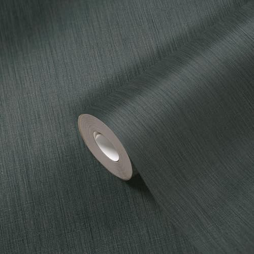 Papier peint non tissé vert intissé uni M1 texture textile