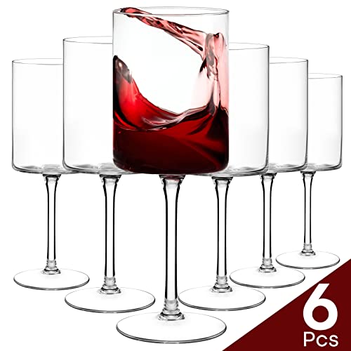 Chouggo Square Wine Glasses Set Of 6 - 14.5Oz, Hand Blown Premium Crystal Red Wine Or White Wine Glass, Hand Crafted By Artisans - Gifts For Women, Men, Wedding, Anniversary, Christmas, Birthday #TOP7