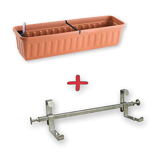 Preisvergleich Produktbild Blumenkastenhalterung Vario-Fix Spezial 15 inklusive Blumenkasten 80cm, Terracotta Kombiangebot