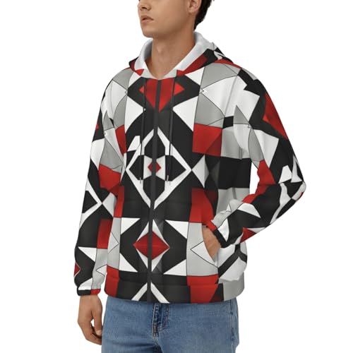 Sweat à capuche décontracté pour homme à motif géométrique abstrait