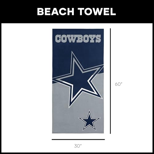 Image of Northwest NFL Dallas Cowboys Microfiber Beach Towel, 30 x 60 Inches - Quick Dry, Sand Resistant, Lightweight, Highly Absorbent, Incisor Design