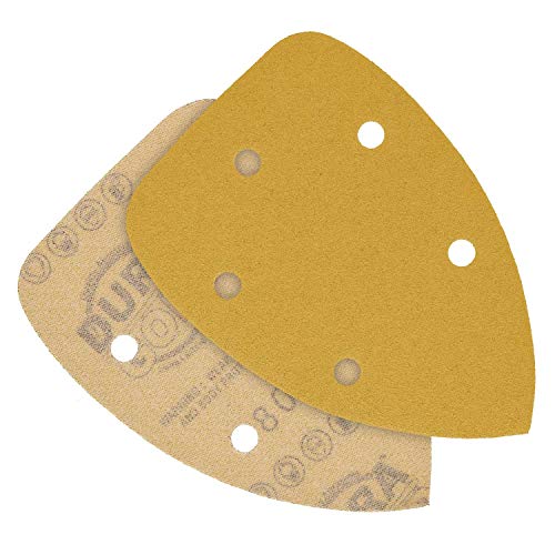 Dura-Gold Premium Mouse Detail Sander Sandpaper Sanding Sheets - 80 Grit (Box Of 24) - 5 Hole Pattern Hook & Loop Triangle Mouse Discs - Woodworking Wood, Furniture Crafting, Sand Automotive Paint #TOP2