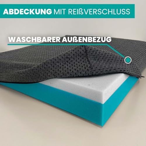 Sitzkissen Orthopädisch Memory Foam + HR-Schaum 42x42x8cm - Orthopädisches sitzkissen, Dekubitus sitzkissen Rollstuhl sitzkissen - Waschbarer Bezug | Valentia Medical