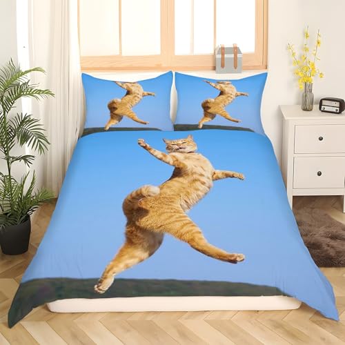 Housse de couette chat à poil dur en microfibre douce avec zip