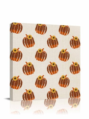 Leopard Pumpkin Fall Wall Art Giclee Canvas Prints Thanksgiving Sunflower