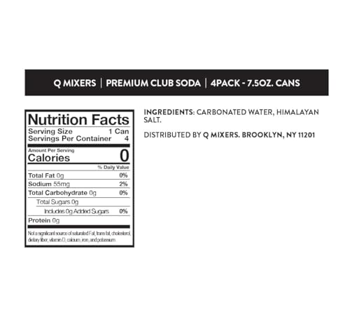 Image of Q CLUB SODA - Club soda with Himalayan Salt - Ideal for Cocktails & Mocktails - No Sugar, Perfectly Carbonated, & Gluten-Free - 0 Calories - 7.5 Fl oz Seltzer Water Cans (Pack of 24)