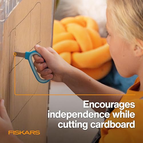 Image of Fiskars Kids Cardboard Creator - Safer Cardboard Cutting Tool with Ergonomic SoftGrip Handle, For Craft and School Supplies, 5 inches