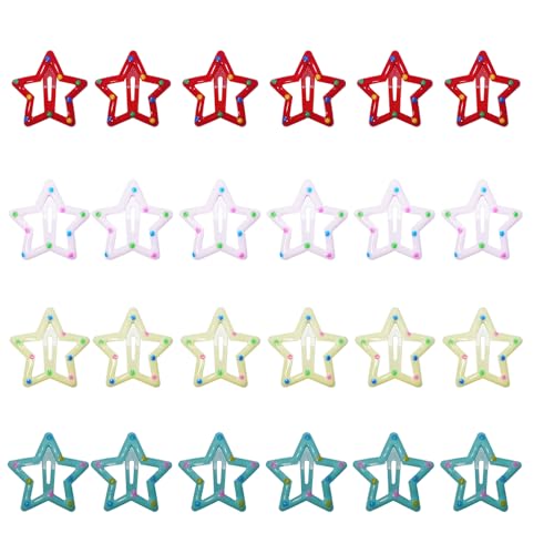 Star Hair Clips for Girls, 24 Pcs No Slip star Metal fashion Hair Snap Clips Barrettes for Kids Teens Women kawaii hair accessories