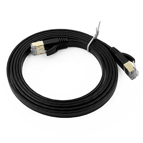 Cable Ethernet Plano CAT7 Escudo STP RJ45 5 ft Pack 5 Negro miniatura 3