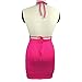 VANCOL Women's Sexy Deep V-Neck Halter Backless Mini Party Club Dress (M, Rose Red2)