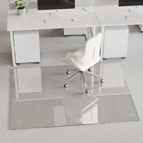 Image of [Tempered Glass] 40 inch x 60 inch Glass Office Chair Mat for Carpet
