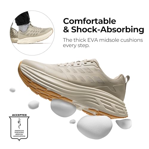 NORTIV 8 Men's Walking Running Tennis Cushioning Shoes ActiveFloat Non Slip Athletic Gym Workout Jogging Comfortable Sneakers,Size 9.5,Apricot,SNWS245M