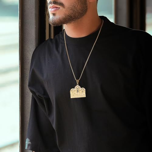 AsAlways Stainless Steel Gold Plated Lord's Supper Cubic Zirconia Last Supper Jesus with His Disciples Pendant Necklace for Men Hip Hop Jewelry2