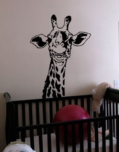 African Safari Giraffe Wall Decal Sticker By Stickerbrand- Black Color 30In X 21In. Easy To Apply & Removable. #145A #TOP2