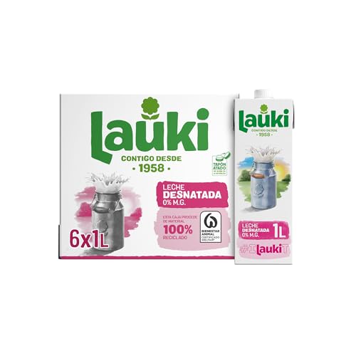 Leche Lauki desnatada brik 1L – Caja de 6 litros