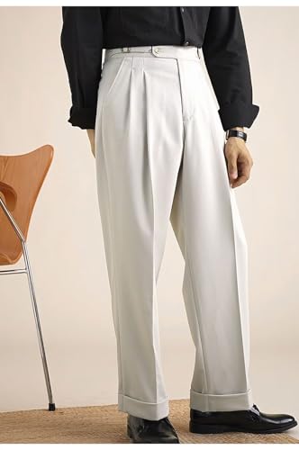 Mens Pants Classic Gurkha Dress Pants Slim Fit Flat Front Casual Business Lightweight Trousers2