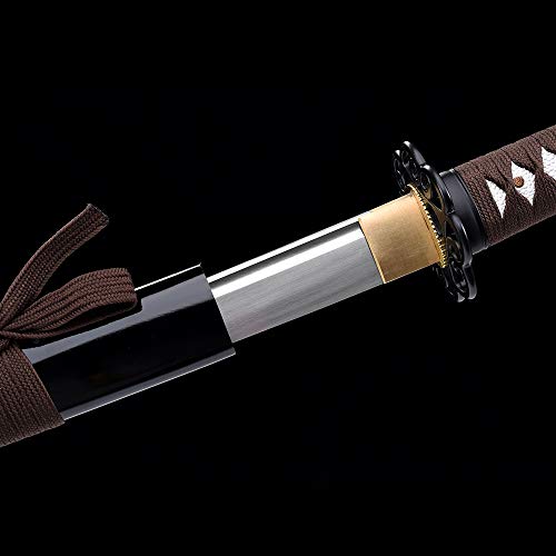 fengze Handmade Samurai Sword, 40 Inch Damascus Steel Ultra Sharp Fully Hand Forged Katana Sword for Real Battle, Full Tang, Clay Tempered (Knights of The Elves) - Thumbnail 5