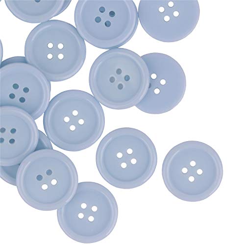 YAKA 80Pcs 1inch(25mm) Sewing Resin Buttons Round Shape 4 Holes Craft Button for Sewing Scrapbooking and DIY Craft (Sky Blue)