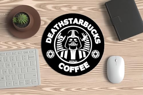 Tapis de souris, souris PC ou ordinateur portable – Death Starsbucks. Pour travailler tout en buvant des cafés plus noirs que le casque de Dark Vador avec...