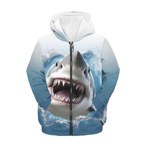 HUIACONG 3D Shark Shirt for Boys 8-10 Zip Up Hoodie for Kids Jacket Full Zipper Hoodies Long Sleeve Sweatshirts Girls Cool Pullover Sweate Hooded Top3