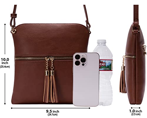 Image of Solene Womens Lightweight Medium Crossbody Purse with Tassel, Perfect Size Crossbody Bags for Daily Use, travel
