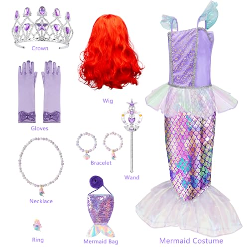 Disfraz de Sirena para Niñas 3-10 Años con Bolsa miniatura 7