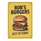 Metal sign Vintage Burger Aluminum Metal Signs for Garden, Yard, Porch, Home Bedroom, Kitchen Decor 8 X 12 inch, Weather Resistant, Waterproof, Durable Ink, Easy to Mount