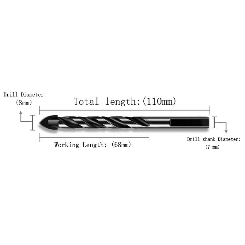 Printer Part for 10pcs 8mm Masonry Drill Bit,Drill with Tip Set for Brick,Stone, Concrete