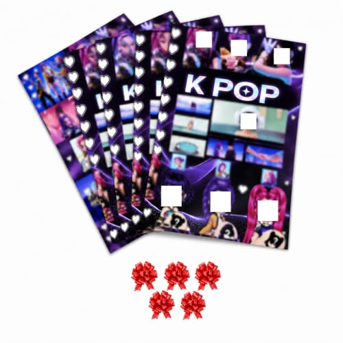 BOENJOY- Gift Wrapping Set of 5 with 5 Ribbons, 70 x 50 cm Gift Wrapping Sheets for Birthday Party, Kids Gift Wrap for Boys, Anime Theme Present Wrapping Paper Pack (Kpop)