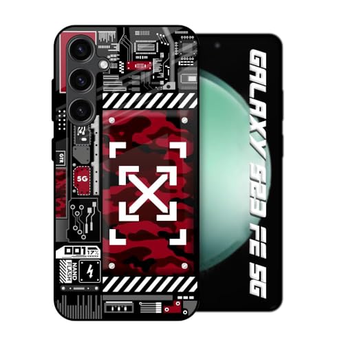 Image of Designer Tempered Glass Back Case Cover Compatible with Samsung Galaxy S23 FE 5G - Technology Art Glass Case