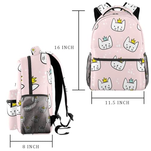 Sac à dos de 29.4x20x40cm rose et multicolore imprimé chat mignon